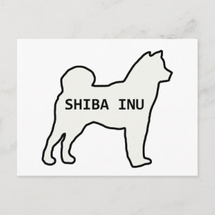 Cartão Postal Shiba Inu nome Silhouket Creme