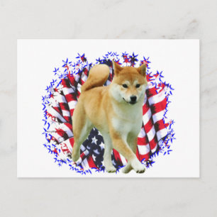 Cartão Postal Shiba Inu Patriot