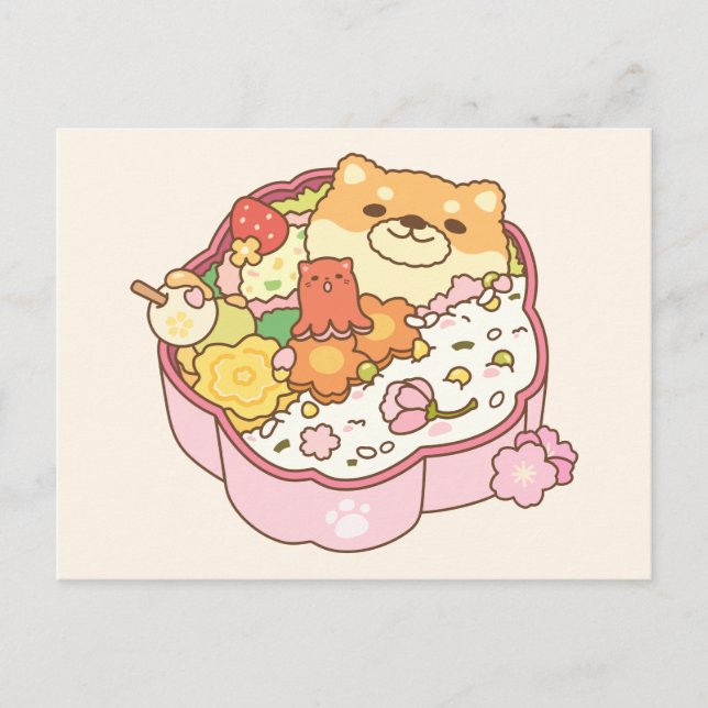Cartão Postal Shiba Inu Sakura Bento Box (Frente)