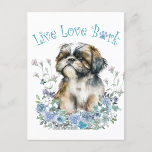 Cartão Postal Shih Tzu Dog Mãe Floral