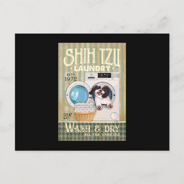 Cartão Postal Shih Tzu Lover Cute Shih Tzu Laundry Washing Dog (Frente)