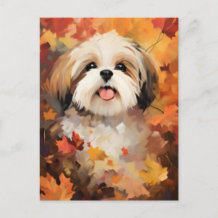 Cartão Postal Shih Tzu Outono Dia de Ação de Graças