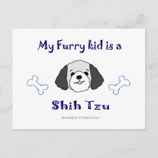 Cartão Postal ShihTzuGreyBranco