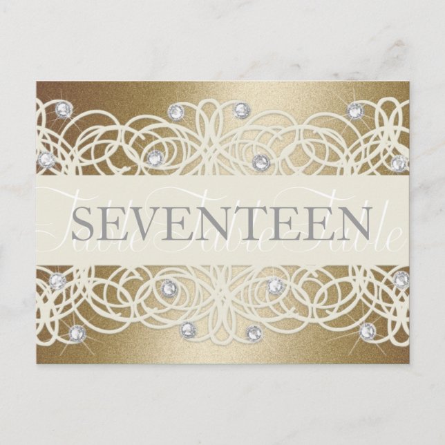 Cartão Postal Shimmer e Cristais de Número de Tabela (Frente)