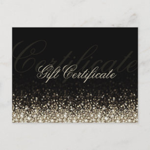 Cartão Postal Shimmering Certificado de Presente Preto para Bril