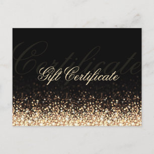 Cartão Postal Shimmering Dourado Certificado Glitter Black Gift