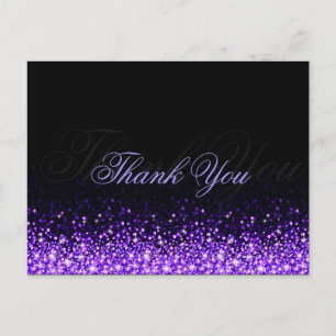Cartão Postal Shimmermering Purple Glitter Black Obrigado Cartã