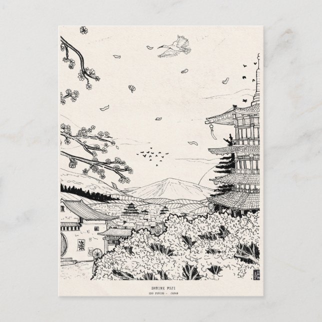 Cartão Postal Shinto Shrine Fuji Edo Período Japão Shogun Inspir (Frente)