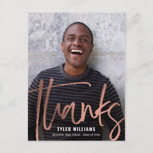 Cartão Postal Shiny Trave Graduação Moderna Obrigado Cartão-Post