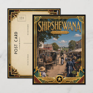 Cartão Postal Shipshewana Indiana Arte Vintage Art Déco Idade Do