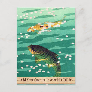 Cartão Postal Shiro Kasamatsu Karp Koi Peixe Arte japonesa