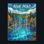 Cartão Postal Shirogane Blue Pond Japan<br><div class="desc">Located in Biei, the Shirogane Blue Pond is a stunning accidental masterpiece of nature, known for its otherworldly turquoise waters and the skeletal forms of submerged larch trees. The water's unique color results from natural minerals mixing with the river water, creating a vibrant hue that shifts between cobalt and emerald...</div>