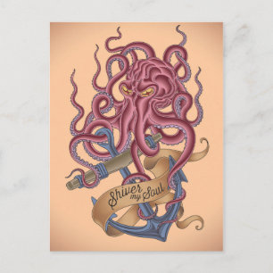 Cartão Postal Shiver Minha Alma   Octopus Tatto