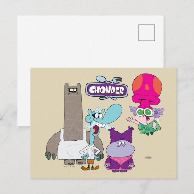 Cartão Postal Shnitzel, Mung, Chowder e Truffles (Frente/Verso)