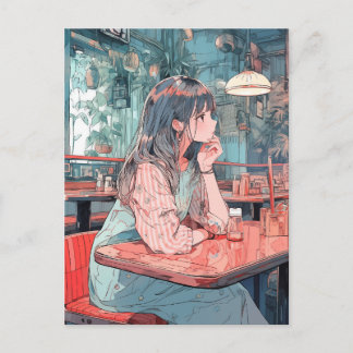 Cartão Postal 【SHOP限定イラスト】カフェで待ち合わせ｜寿司娘GenerativeAI