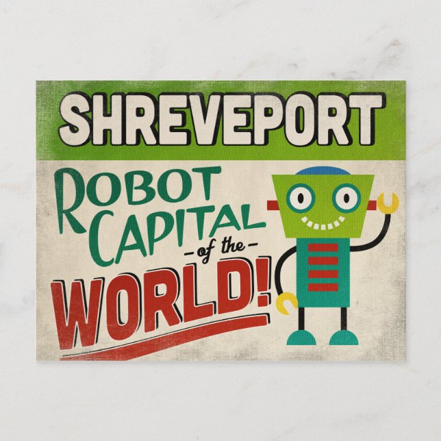 Cartão Postal Shreveport Louisiana Robot - Funny Vintage (Frente)