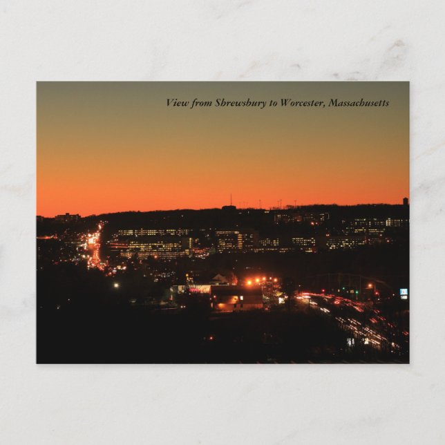 Cartão Postal Shrewsbury Worcester Twilight (Frente)