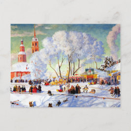 Cartão Postal "Shrovetide" de Boris Kustodiev,Cartão-postal de a