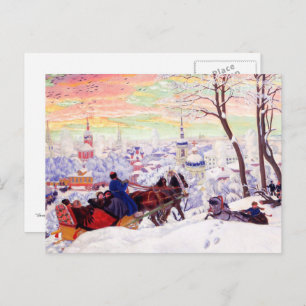 Cartão Postal "Shrovetide" por Boris Kustodiev Cartão-postal