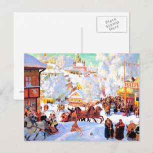 Cartão Postal "Shrovetide", por Boris Kustodiev, Cartão-postal H