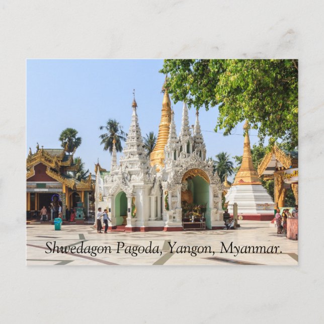 Cartão Postal Shwedagon Pagoda, Rangum, Myanmar. (Frente)