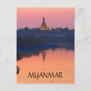 Cartão Postal shwedagon sunset myanmar