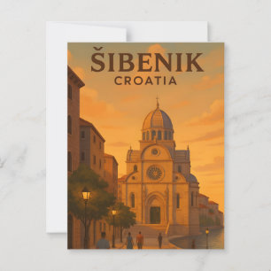 Cartão Postal Šibenik Croácia PostCAR de Viagem Antiga – St. Jam