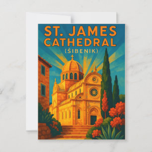 Cartão Postal Šibenik Croácia PostCAR de Viagem Antiga - St. Jam