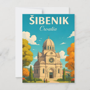 Cartão Postal Šibenik Croácia PostCAR de Viagem Antiga– St. Jame