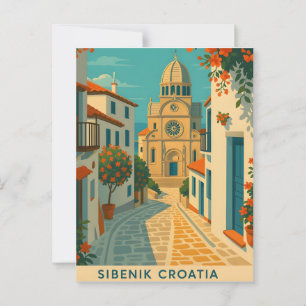 Cartão Postal Šibenik Croácia PostCAR de Viagem Antiga– St. Jame
