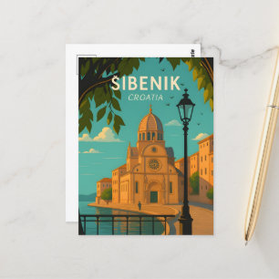 Cartão Postal Šibenik Croácia Viagens vintage PostCAR-Rua James