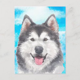 Cartão Postal Siberian Husky Dog Pet Watercolor