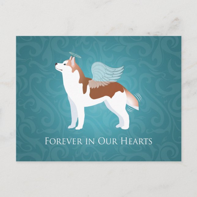 Cartão Postal Siberian Husky - Red - Pet Memorial Design (Frente)