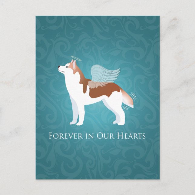 Cartão Postal Siberian Husky - Red - Pet Memorial Design (Frente)