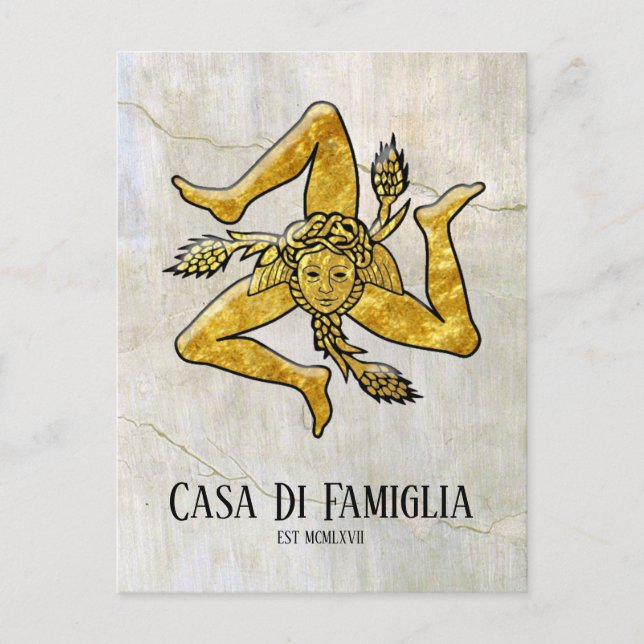 Cartão Postal Sicilian Trinacria Seu Texto (Frente)