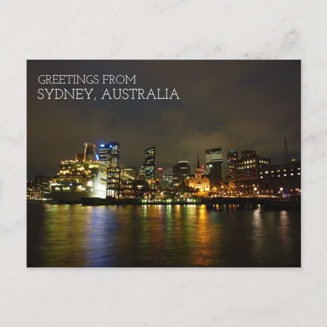 Cartão Postal Sidney Austrália À Noite (Frente)