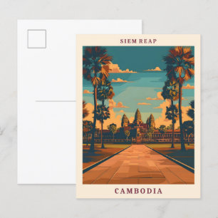 Cartão Postal Siem Reap Camboja Elegante Viagens vintage de Arte