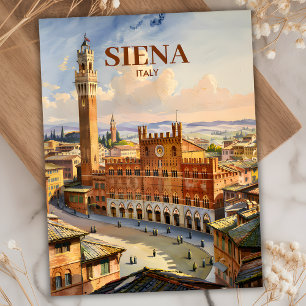 Cartão Postal Siena Itália Viagem Personalizada Antiga Praça do 