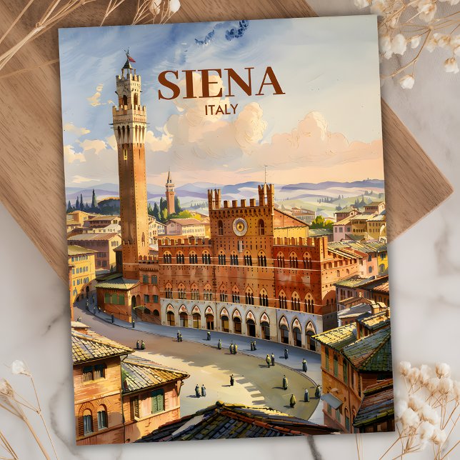 Cartão Postal Siena Itália Viagem Personalizada Antiga Praça do  (Custom Siena Italy Travel Vintage Piazza del Campo Postcard)