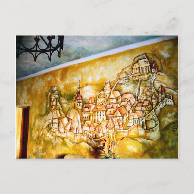 Cartão Postal Sighisoara, mural da cidade medieval (Frente)