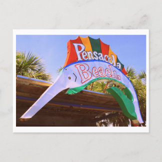 Cartão Postal Sigla Histórica de Pensacola Beach Neon