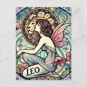 Cartão Postal Signo de Leão Fada Astrologia Signo Fadas         