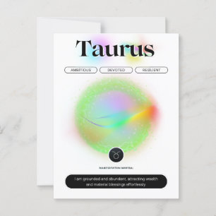 Cartão Postal Signo Moderno do Zodíaco Touro Cota Elemento Terra