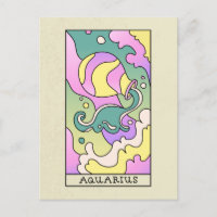 Signo Zodiacal de Aquário Arte Abstrata Vintage