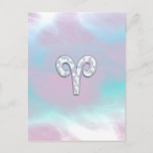 Cartão Postal Signo Zodiacal de Áries em Estilo de Madrepérola