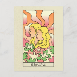 Cartão Postal Signo Zodiacal Gêmeos Arte Abstrato Vintage