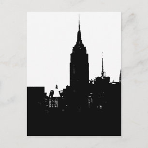 Cartão Postal Silhouette Black White New York