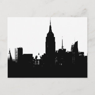 Cartão Postal Silhouette Black White New York