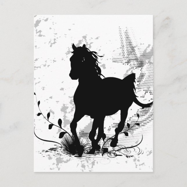 Cartão Postal Silhouette, cavalo preto (Frente)