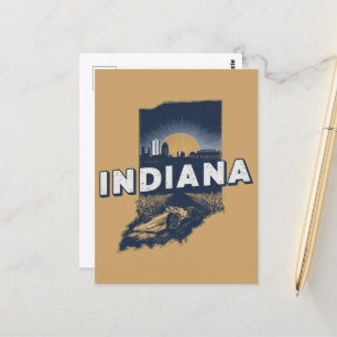 Cartão Postal Silhouette cenic de Indiana retrô